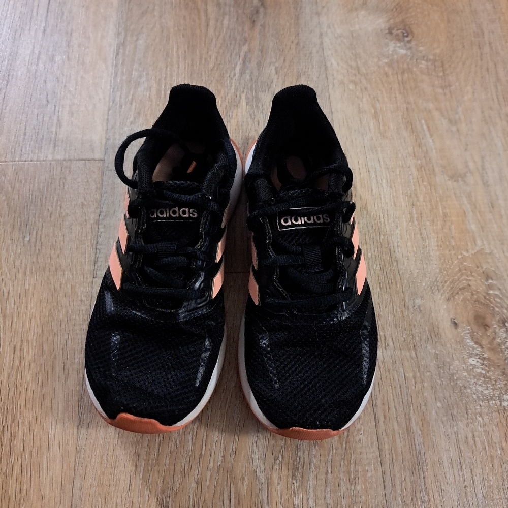 Adidas Kids Black & Coral Running Sneakers Size 12
